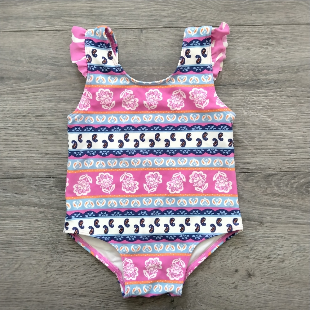 Tucker + Tate Baby Girl Swimsuit Paisley Floral Stripe Size 18M